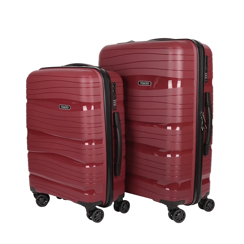 Sada 2 kufrů: Malý a střední tmavěčervený plastový (polypropylen) kufr VIAGIO