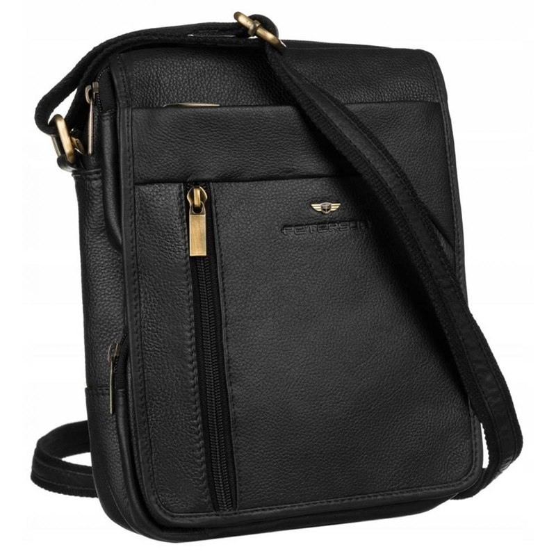 VADA - Středně velká černá kožená crossbody taška Peterson no. 5747