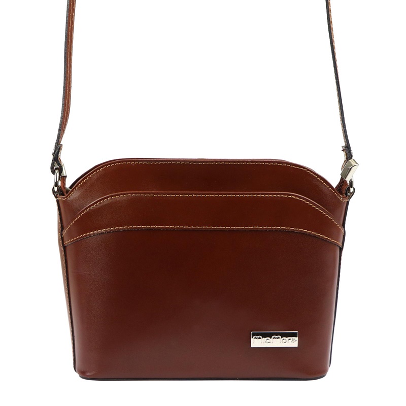 Tmavěhnědá malá kožená crossbody kabelka Mia More no. 009