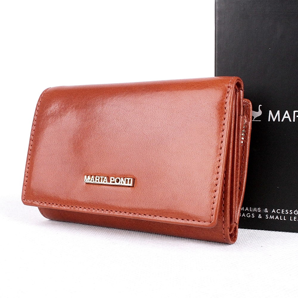 Malá hnědá luxusní kožená peněženka Marta Ponti no. 806