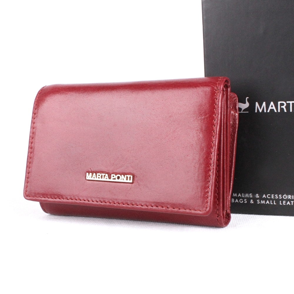 Malá tmavěčervená luxusní kožená peněženka Marta Ponti no. 806