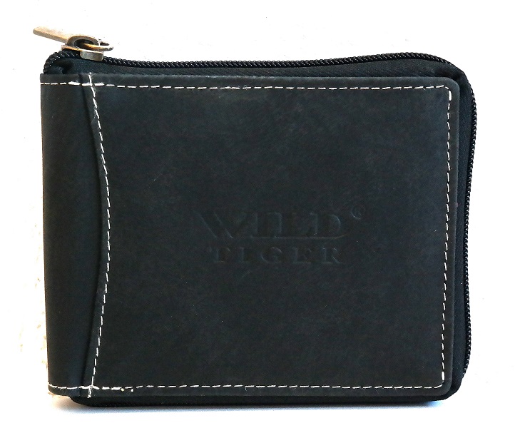 Černá pánská kožená peněženka Wild Tiger podélná