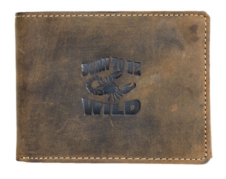 Hnědá pánská kožená peněženka Born to be Wild se štírem