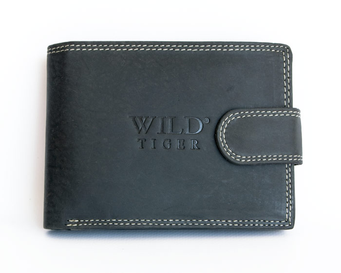 Černá pánská kožená peněženka WILD Tiger podélná