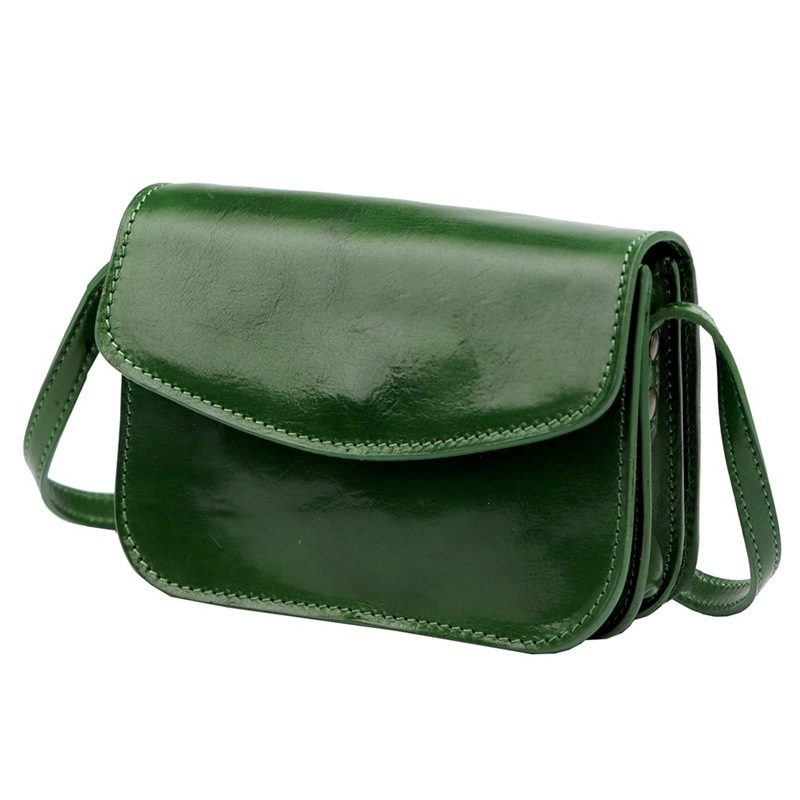 Malá lovecká tmavězelená kožená crossbody kabelka Florence no. 11