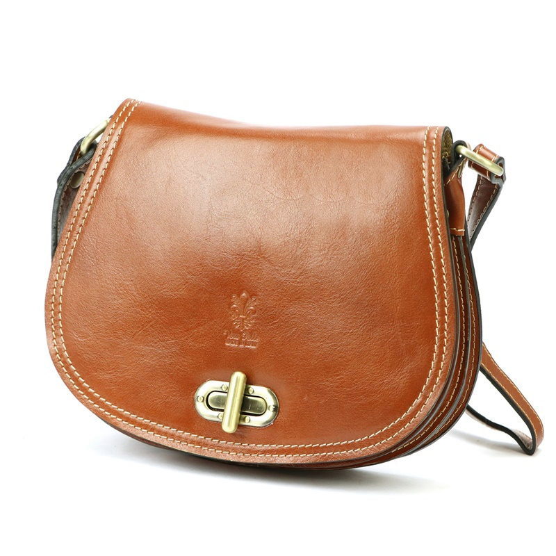 Hnědá středně velká kožená crossbody kabelka Florence no. 873