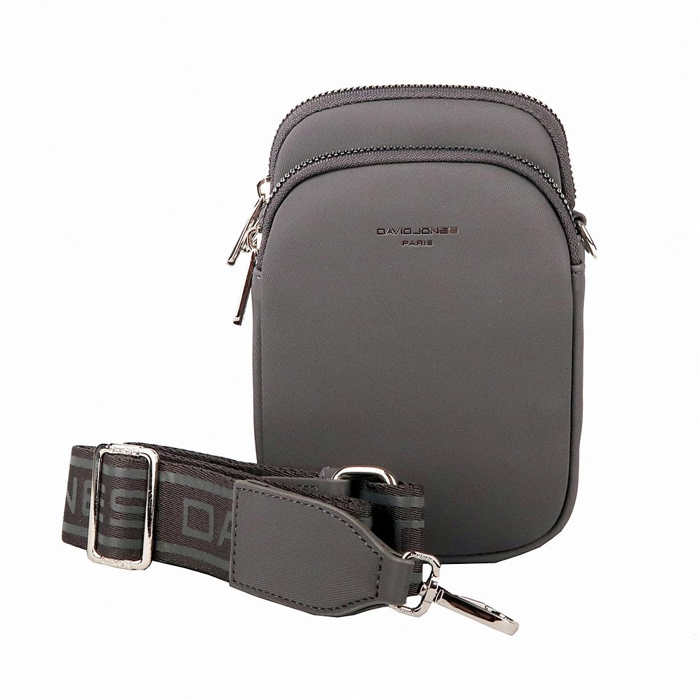 Dvouoddílová šedá crossbody kabelka (taštička) na mobil David Jones CM6906A