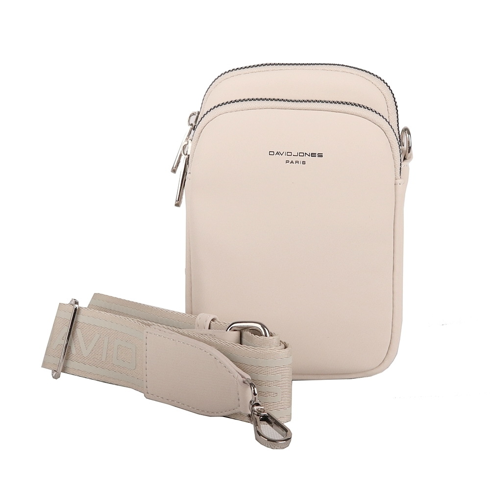 Dvouoddílová krémová crossbody kabelka (taštička) na mobil David Jones CM6906A