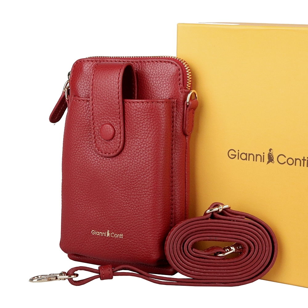 Luxusní kožená červená crossbody kabelka (pouzdro na mobil) Gianni Conti 305