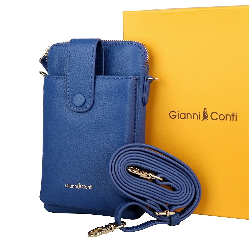 Luxusní kožená modrá crossbody kabelka (pouzdro na mobil) Gianni Conti 305