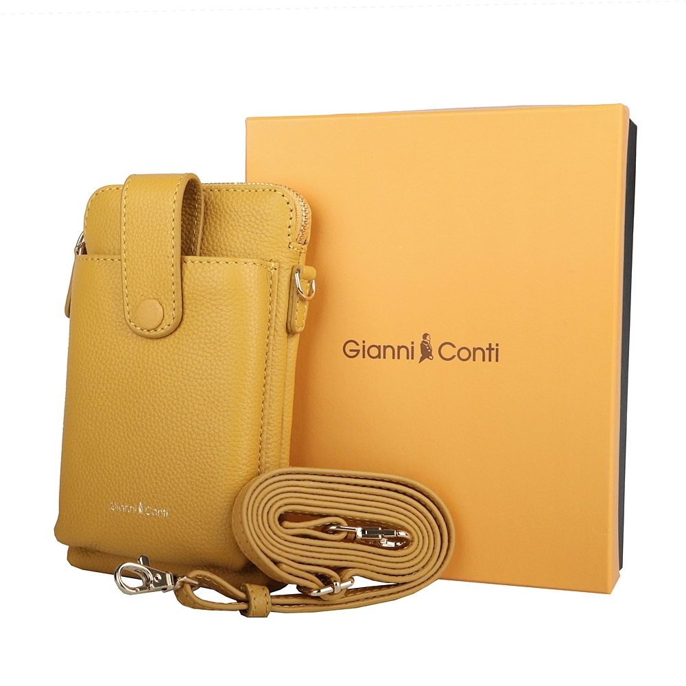 Luxusní kožená žlutá crossbody kabelka (pouzdro na mobil) Gianni Conti 305