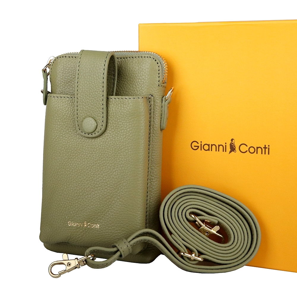 Luxusní kožená zelená crossbody kabelka (pouzdro na mobil) Gianni Conti 305