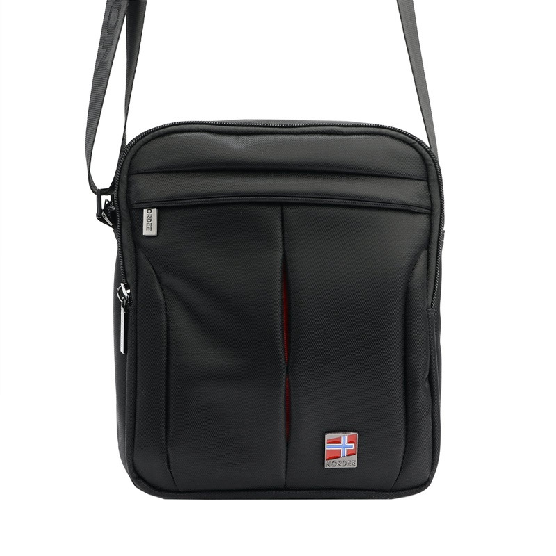 Dvouoddílová středně velká černá crossbody taška Nordee no. 120