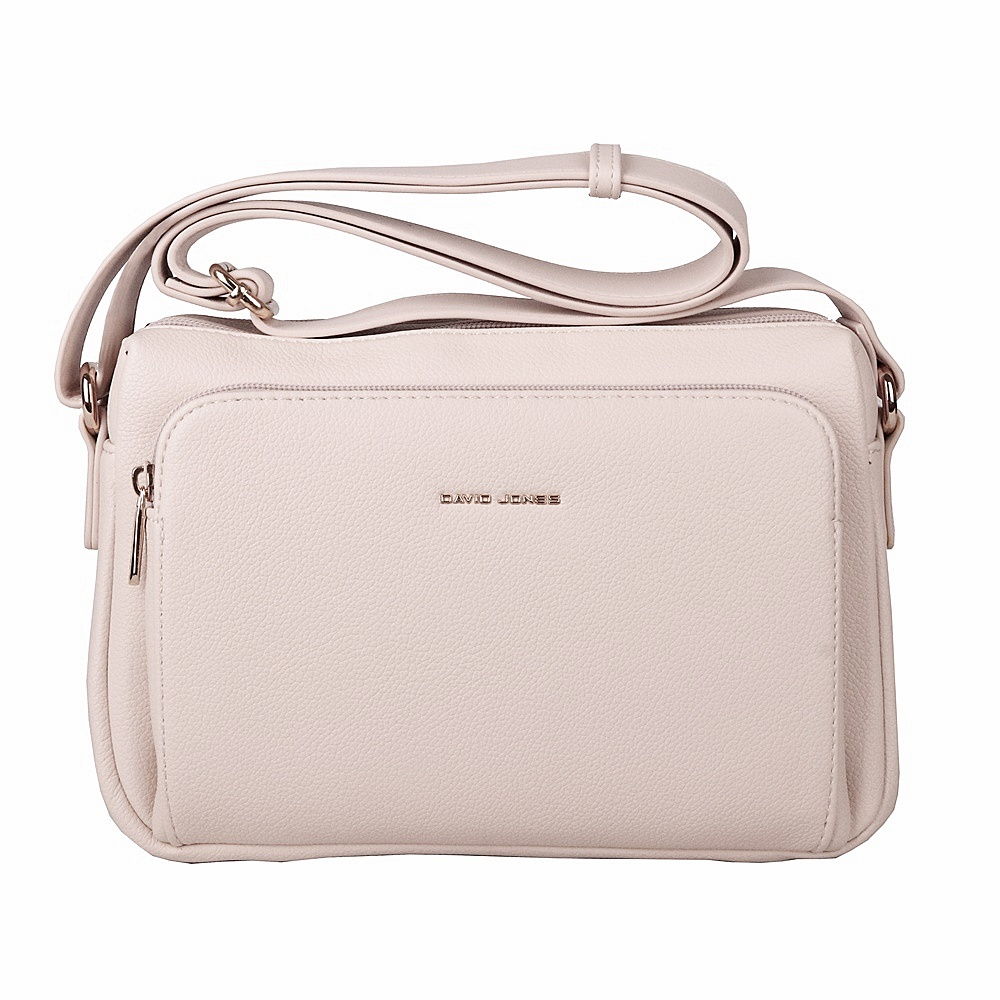 Tříoddílová středně velká světlerůžová crossbody kabelka David Jones 7429