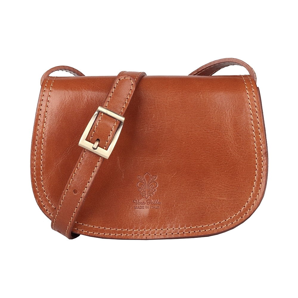 Světlehnědá malá kožená crossbody kabelka no. 46